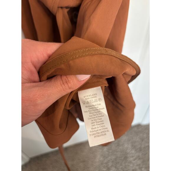 Everlane Japanese Go Weave Picnic Midi Dress Brown Button Front Women’s Size 0 - Picture 6 of 9